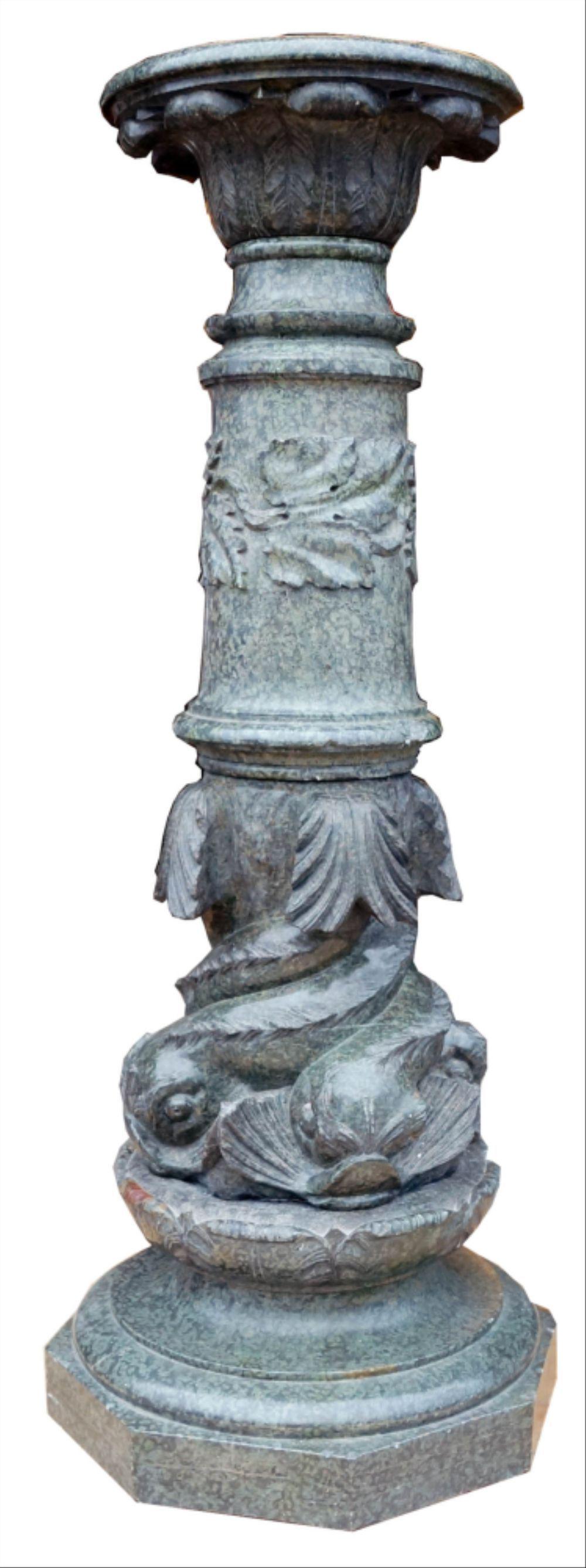 Figural Segmented Fish Stone Pedestal (1 of 4)