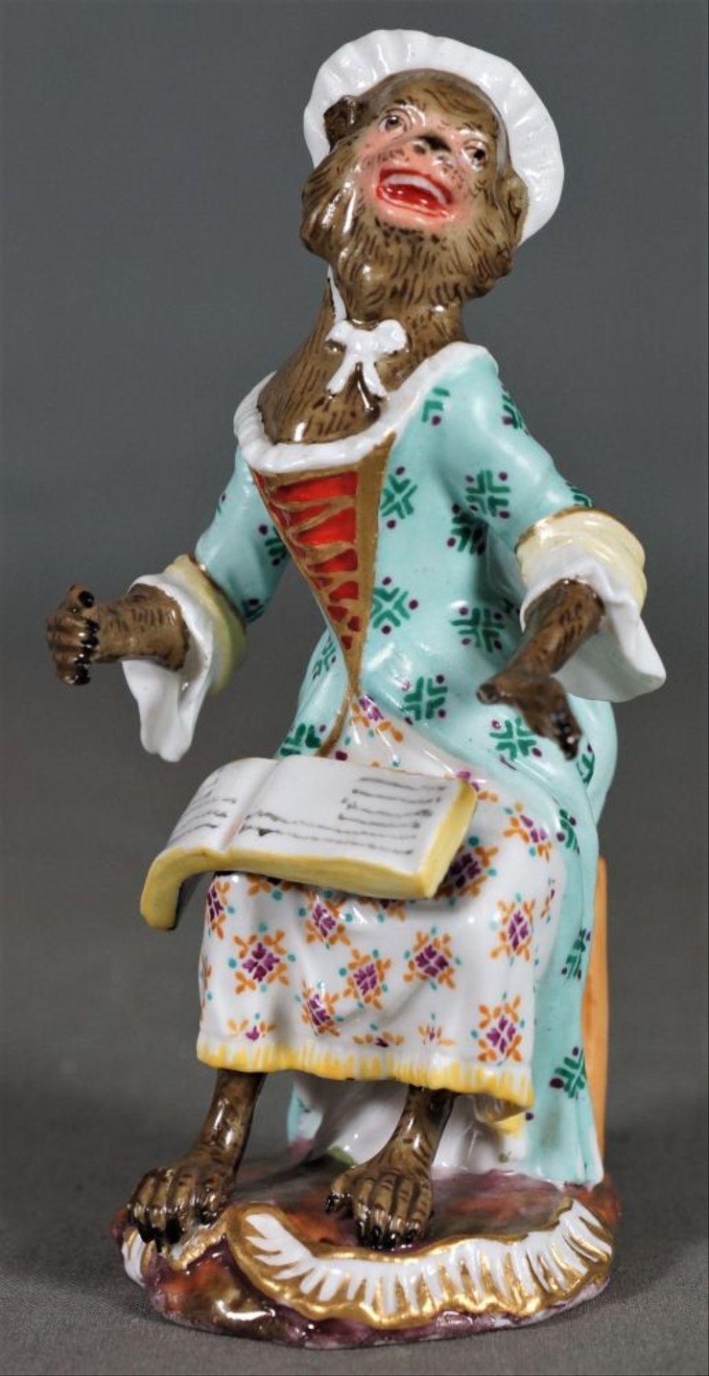 Antique Meissen Dresden Porcelain Monkey Choir Member (1 of 3)