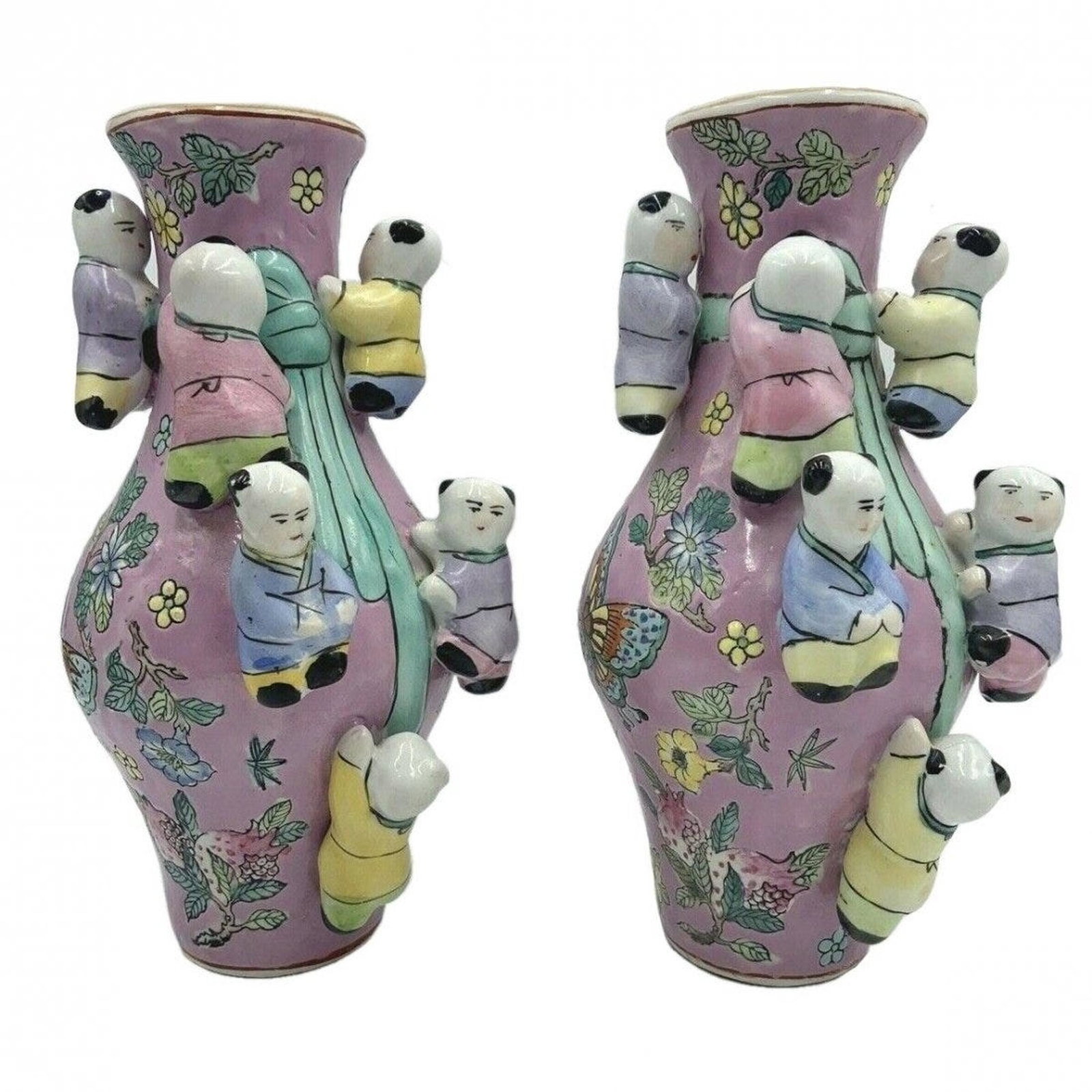 2 Large Chinese Famille Rose Vase Pink Fertility (1 of 11)