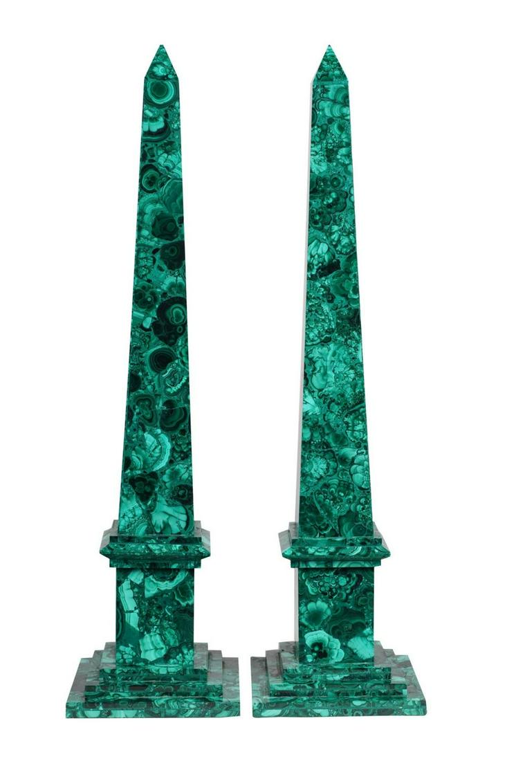 Pair Of Malachite Decorated Obelisks (1 of 6)