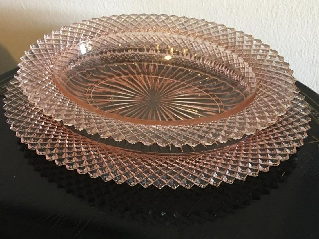 Pair Of Anchor Hocking Miss America Pink Glass Platters (1 of 4)