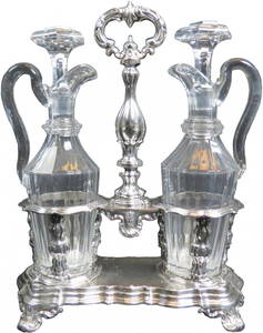 French Sterling & Cut Crystal Oil & Vinegar Set