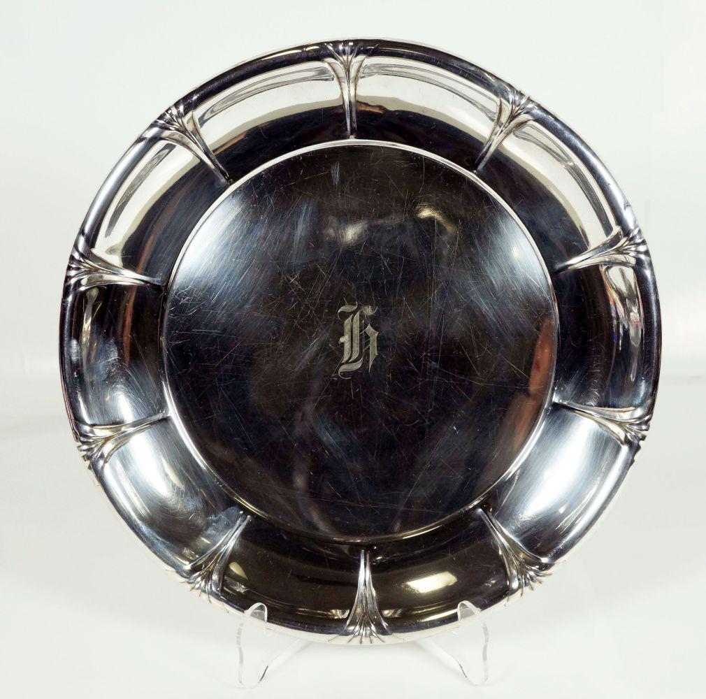 Large 13" Heavy Round Sterling Tray: 13.5" Diam 1 Lb 11.1 Oz