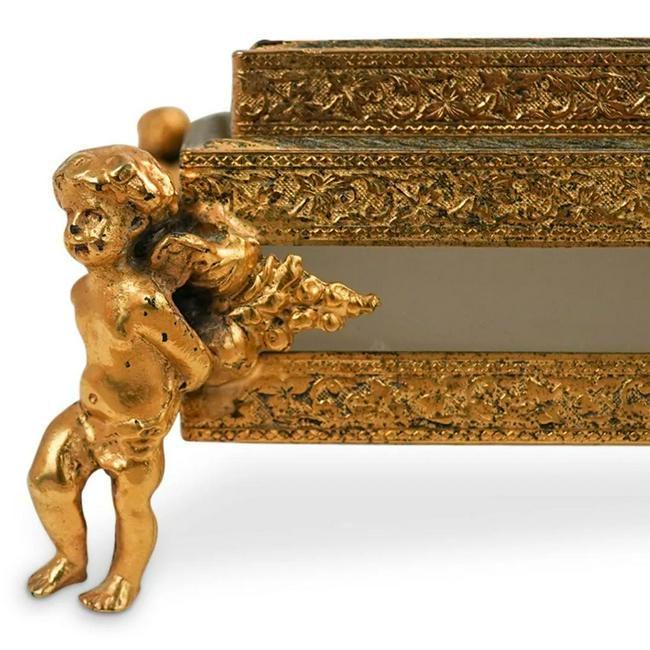 Antique Gilt Bronze & Glass Jewelry Box (1 of 4)