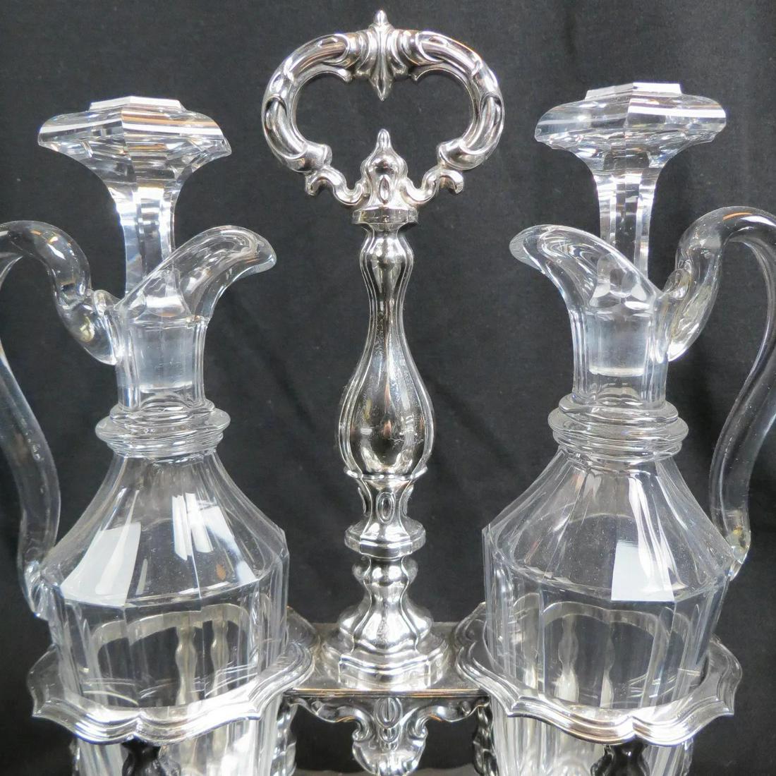 French Sterling & Cut Crystal Oil & Vinegar Set, (1 of 4)