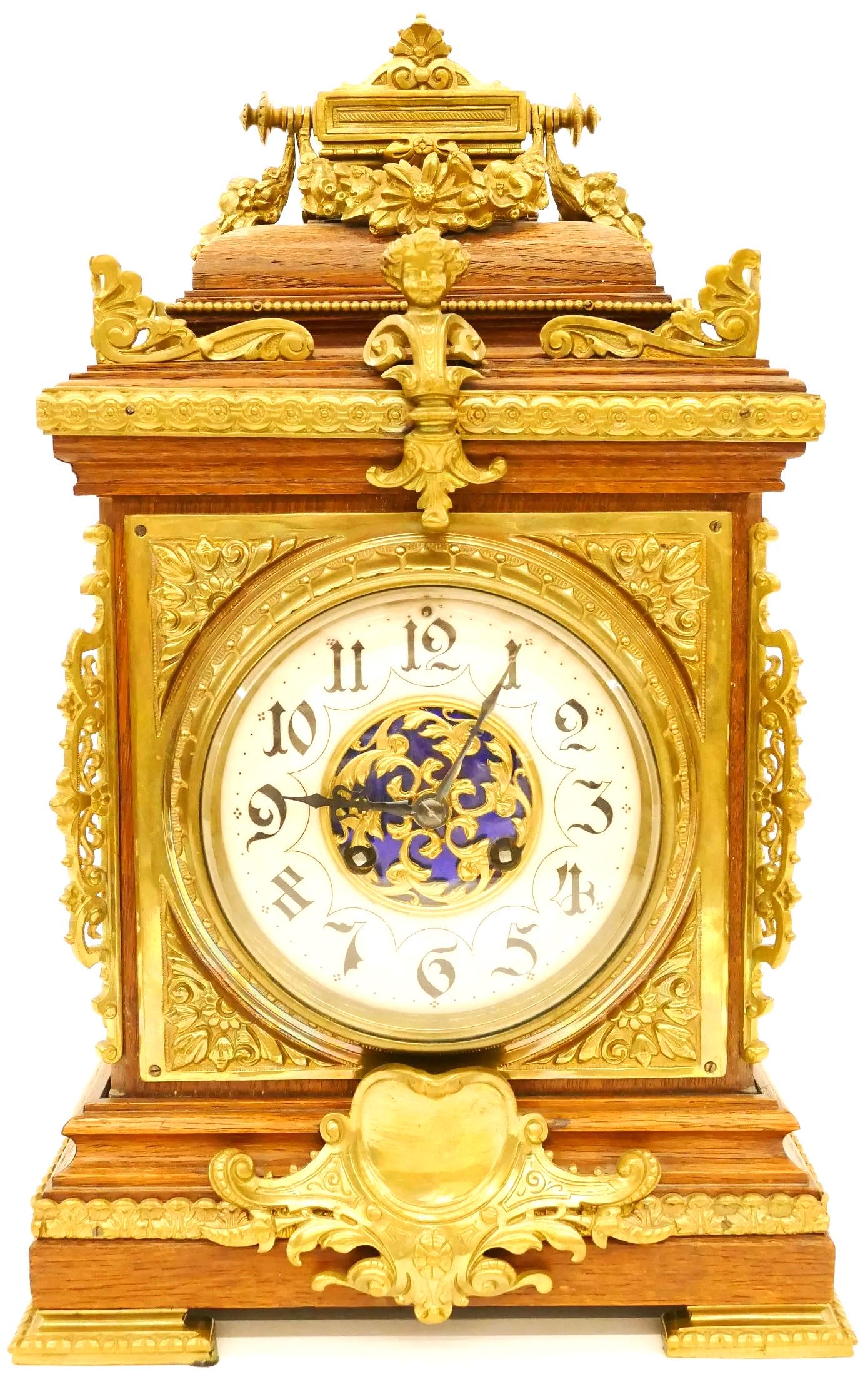 Large 19th Century Antiques French Bronze L. Marti Ornate Bracket Mantel Clock (1 of 2)