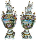 A Pair of Hand Painted Porcelain Vases ''Cherubs''