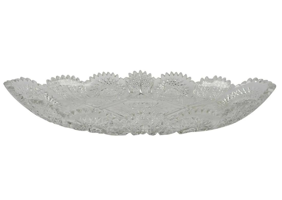 Oval Shape Diamond Cut Crystal Glass Platter (1 of 7)