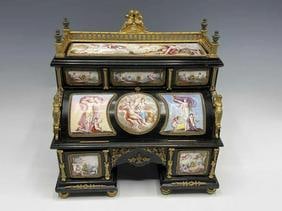 Exquisite Large 19th Century Antiques Jewelry Music Box Vienna Viennese Enamel Bronze Ormolu Mounts (1 of 7)