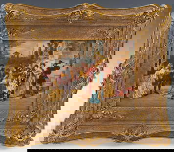 17" Large Antique 19 Century German Hand Painted KPM Porcelain Plaque: 17" Large Antique 19 Century German Hand Painted KPM Porcelain Plaque 19 Century German Hand Painted KPM Porcelain Plaque "Aus der Zeit der Medicier" (From the Time of the Medici) KPM Porcelain Plaque