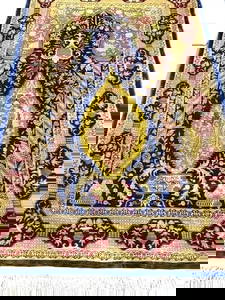 Antique Turkish Silk Hereke Oriental Hand Knotted Prayer Rug Carpet