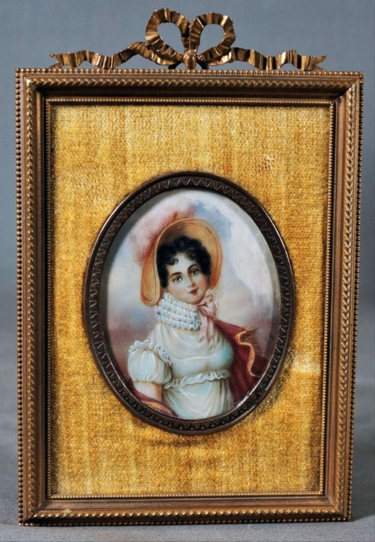 Framed Porcelain Female Portrait In Regency-Style (1 of 2)