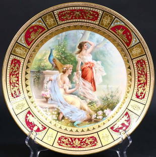 Royal Vienna Austrian Porcelain Cabinet Plates Hutschenreuther signed Wagner 19th Century: Antique Royal Vienna Austrian Porcelain Cabinet Plates Hutschenreuther signed Wagner 19th Century Hand-Painted Austria Royal Vienna Porcelain Plate Plate signed Wagner with impressed Hutschenreuther m