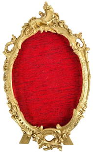 Antique 19th Century French Ormolu Gilt Bronze Fabric Lined Frame: Antique 19th Century French Ormolu Gilt Bronze Fabric Lined Frame Antique gilt bronze picture frame Crafted with winding foliage and featuring a fabric-lined backing Circa: Late 19th to early 20th Cen