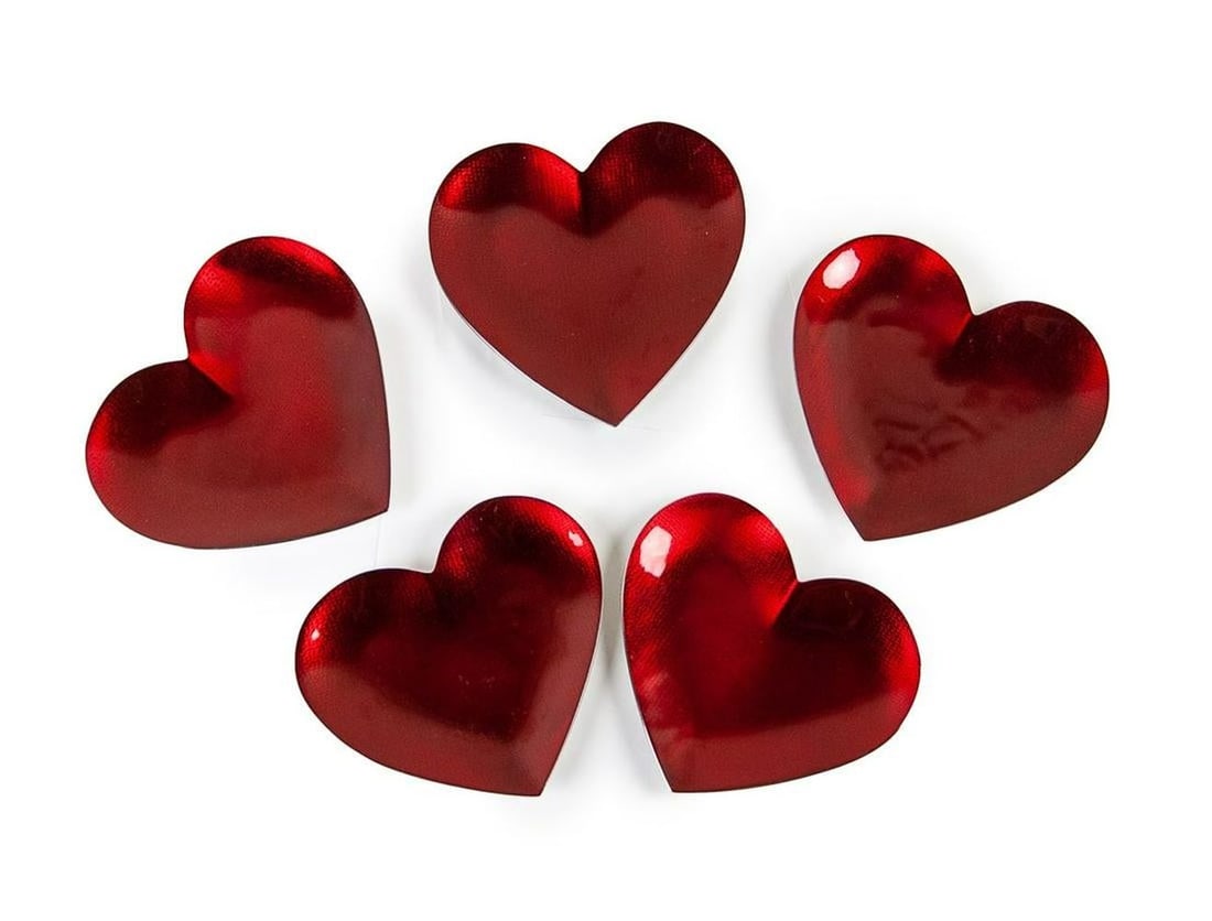 Set Of Five Neiman Marcus Enamel Heart Dish (1 of 1)