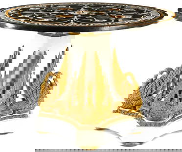 A Neoclassical style marble & composition table: A Neoclassical style marble & composition tableA Neoclassical style marble veneered and composition center tablepost 1950height 33in (84cm); diameter 46in (117cm)