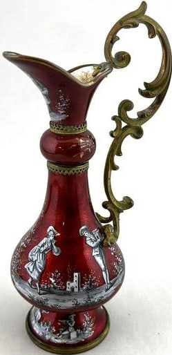 19th C. Austrian Vienna Viennese Enameled Red Enameled Ewer (1 of 3)