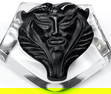Black Lalique Crystal Paperweight with Egyptian Revival Figural Satyr Mask