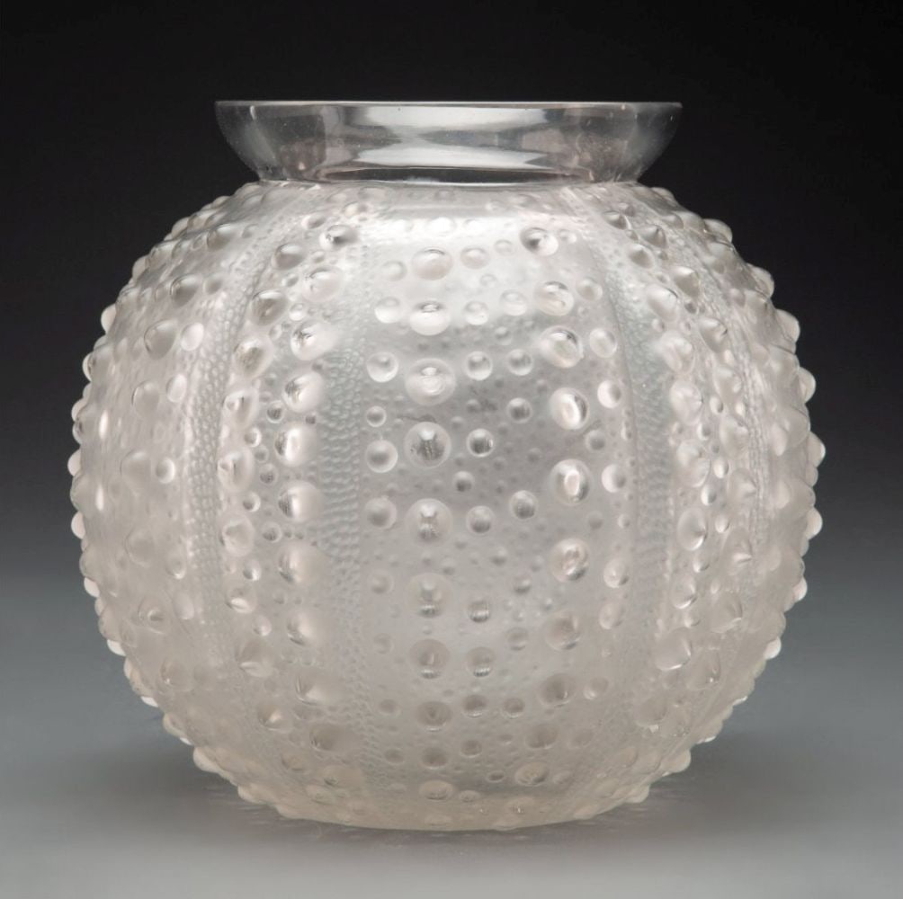 R. Lalique Clear And Frosted Glass Oursin Vase (1 of 3)