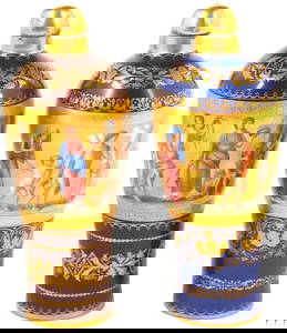 Antique 19th century Two Royal Vienna Austrian hand-painted Porcelain Covered Vases