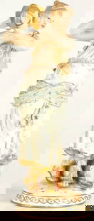 KPM Berlin Porcelain Gilt and Painted Allegorical Five Senses Figures 19th Century: KPM Berlin Porcelain Gilt and Painted Allegorical Five Senses Figures 19th CenturyKPM Gilt and Painted Porcelain "Five Senses" FigureKPM figure depicting a classically dressed woman playing a pair of