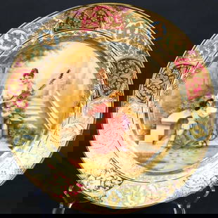 Royal Vienna Austrian Porcelain Cabinet Plates Hutschenreuther signed Berner 19th Century: Antique Royal Vienna Austrian Porcelain Cabinet Plates Hutschenreuther signed Berner 19th CenturyHand-Painted Austria Royal Vienna Porcelain PlatePlate signed Berner and titled Lied on the