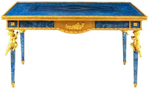 French Empire Style Gilt Bronze Mounted Lapis Lazuli Center Table
