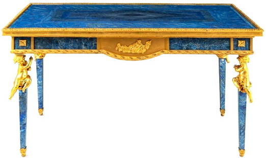 French Empire Style Gilt Bronze Mounted Lapis Lazuli Center Table: French Empire Style Gilt Bronze Mounted Lapis Lazuli Center TableThis extraordinary center, foyer, or Salon table in the French Empire style Dates from the early 20th centuryFeatures exceptionally