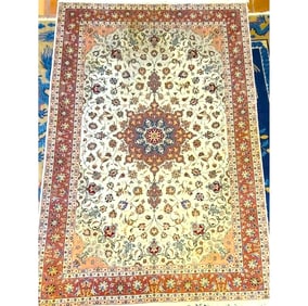 Antique Large Persian Tabriz Hand Made Oriental Rug Cotton Wrap