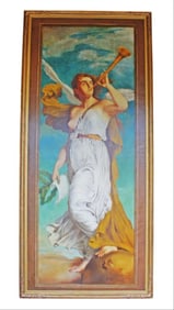 Monumental109" X 46" Painting Of Angel On Canvas Signed