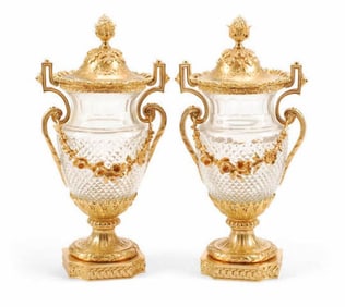 A Pair Of Louis Xvi Style Gilt Bronze Mounted Glass