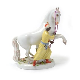 19Th C. Meissen Figure Of Blackmoor W/ Horse