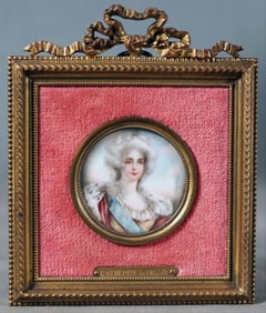 Framed Porcelain Female Portrait In Louis Xvi-Style