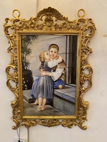 Porcelain Plaque With Intricate Gilt Bronze Frame