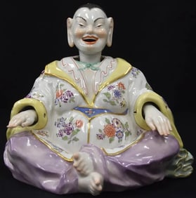A Large Meissen Antique Porcelain Articulated Nodding Head Pagoda Figure