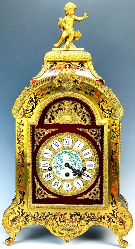 Large 23" Boulle Pendulum Mantle Clock Louis XIV Style, 20th Century German Clock By Kienzle (1 of 8)