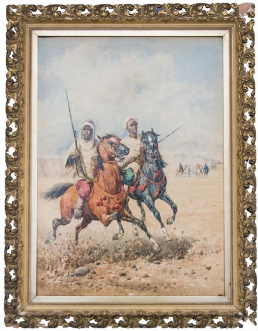 Giuseppe Gabani: "Call To Arms": Giuseppe Gabani: "Call To Arms" Watercolor Signed Lower Left 30 1/2 X 22 Inches