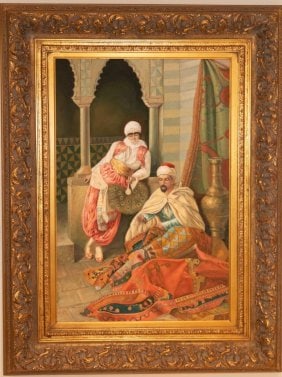 M. Slayer Arabic Islamic Orientalist Oil on Canvas Painting (1 of 2)