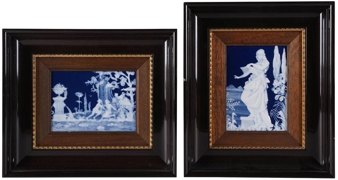 Two French Limoges Pate-Sur-Pate Porcelain Plaques (1 of 1)