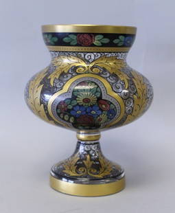 ANTIQUE GERMAN ENAMELLED GLASS VASE: ANTIQUE GERMAN ENAMELLED GLASS VASE. MEASURES H: 6 1/2"