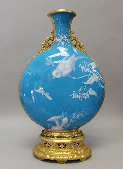 MINTON PATE SUR PATE VASE: MINTON PATE SUR PATE VASE. MEASURES H: 13 1/4" W: 8 1/4"