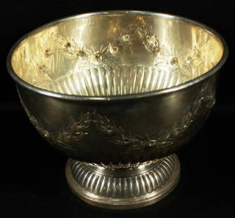 English Silver Inlaid Bowl: English Silver Inlaid Bowl. Measures H 5 3/4" W 8"