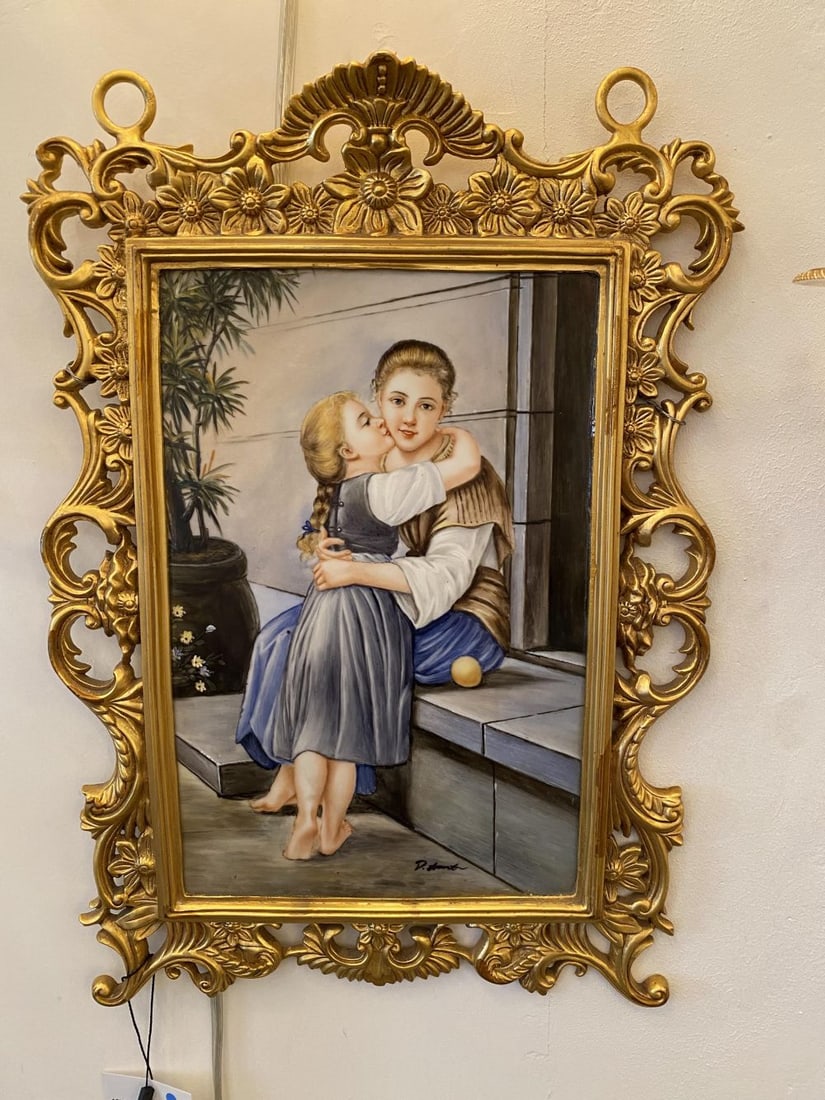 Porcelain Plaque With Intricate Gilt Bronze Frame (1 of 6)