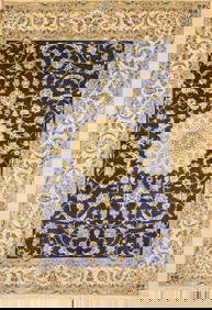 An original Habibian Hand Knotted Wool & Silk Persian Nain Carpet Rug 7.75 x 5.25 FT (1 of 9)