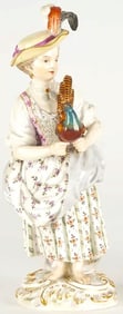 Rare Meissen Figure of Girl Holding a Pheasant Early 19th Century
