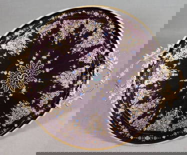 Porcelain Bronze Mounted Tray: 21.5" W 17" H