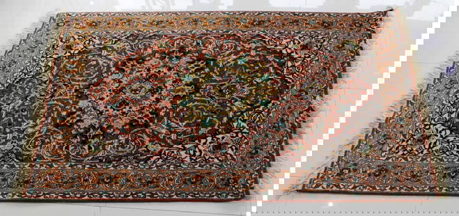 Persian Tabriz Wool Rug: Persian Tabriz Wool Rug. Measures 73" X 40"