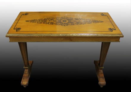 Charles X Style Trestle Table: Charles X Style Trestle Table. Measures 29" X 39" X 20"