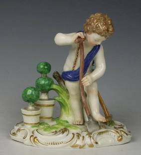 19Th C. Meissen Figure "Earth": 19Th C. Meissen Figure "Earth". Manufacture Meissen (Germany) Name Earth Number C100 Series Four Elements Sculptor Johann Joachim Kaendler In 1770 Year 1850-1925 Condition Shrubs Were Restored. Height