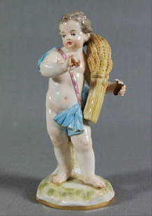 Meissen Porcelain Emblematic Figure Late 19Th/Early: Meissen Porcelain Emblematic Figure Late 19Th/Early 20Th Century. Measures H: 5" Meissen porcelain or Meissen china was the first European hard-paste porcelain. Early experiments were done in 1708 by